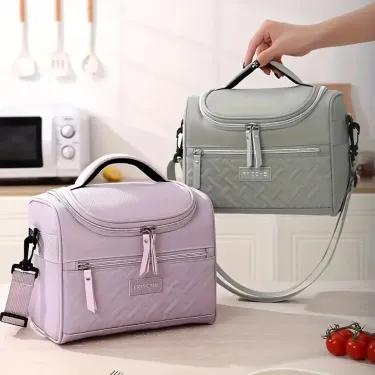 Large Insulated Lunch Bag Cooler Hand Washable Durable Polyester Lunch Box With Padded Shoulder Strap For Work School_voghion.com