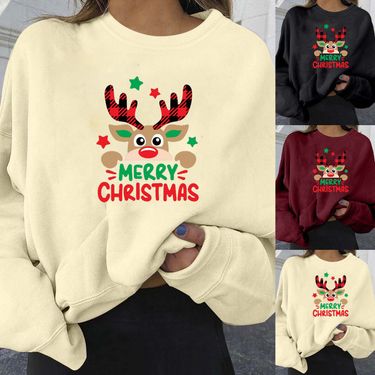 Christmas Women's clothing New Hot Selling Personalized Christmas Printed Sweaters Loose Large Size Women's Spot One Piece for Dropshipping_voghion.com
