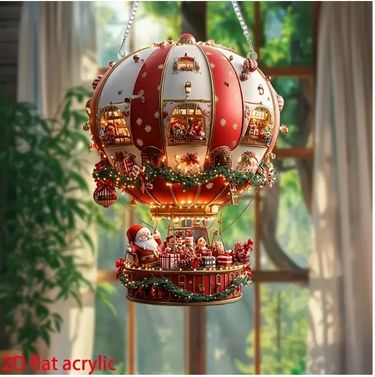 Christmas Hot Air Balloon Santa Claus Acrylic Hanging Decoration, Bedroom And Living Room Wall Decoration_voghion.com