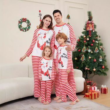 Christmas Santa Claus Snowflake letters Christmas Family suit printed homewear pajamas_voghion.com