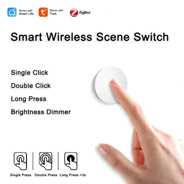 Tuya Zigbee Smart Buon Scene Wireless Remote One Key Controller Multi-Scene Linkage Switch Google Alexa Voice_voghion.com