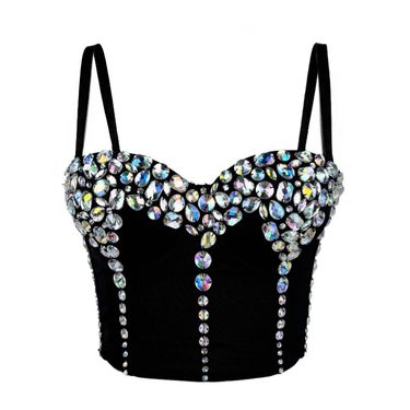 Colorful diamond acrylic, halter top, outer fishbone corset_voghion.com