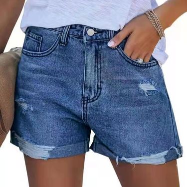 Women's jeans ripped denim shorts_voghion.com
