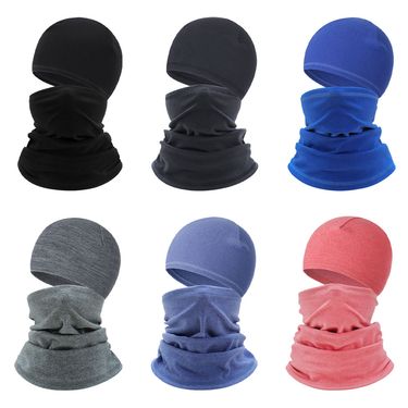 Winter outdoor cycling face mask, neck protection, warm scarf cover with fleece, cold resistant helmet, lining cap,_voghion.com