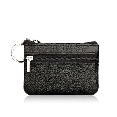 New Simple Style Genuine Leather Purse Compact Bus Card Holder Coin Mini Key Bag_voghion.com