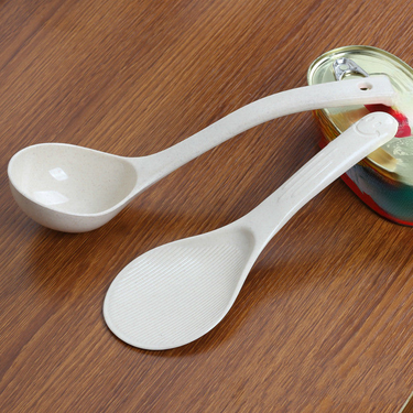 Thickened Bamboo Fiber Non-Stick Kitchen Serving Scoop Long Handle Large Rice Soup Spoon Set_voghion.com