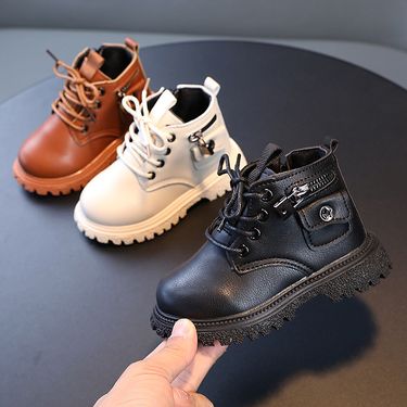 2021 Children's Autumn and Winter New British Short Boots Boys' Fashion Martin Boots Girls' Side Zipper Soft Bottom Single Boots_voghion.com