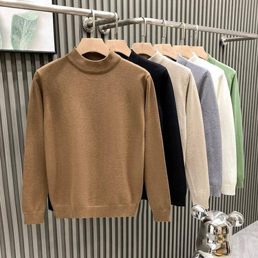 Men's Clothing autumn and winter new men's clothing round neck pullover sweater solid color bottom cotton sweater men_voghion.com