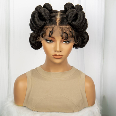 Full lace breathable braid short hair wig 200% density lace wig daily simplicity_voghion.com