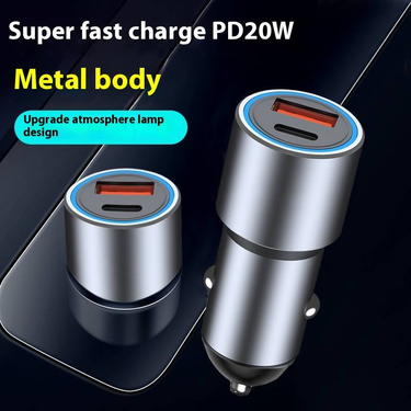 20W PD Fast Car Charger - Alloy Metal Housing, Super Quick Charge For IPhone 12/13/14_voghion.com