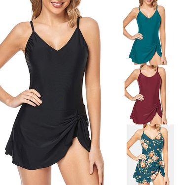 Floral Print One Piece Swimsuit For Women - Sexy Side Slit & Ruffle Design (Slimming & Comfortable Perfect For Beach & Vacation)_voghion.com