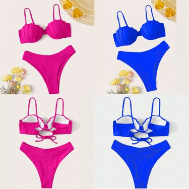 Sexy Strappy Bikini Set - Adjustable Triangle Top & Cheeky Bottom (Beach Pool Vacation Swimwear Women's Two-Piece Swimsuit)_voghion.com