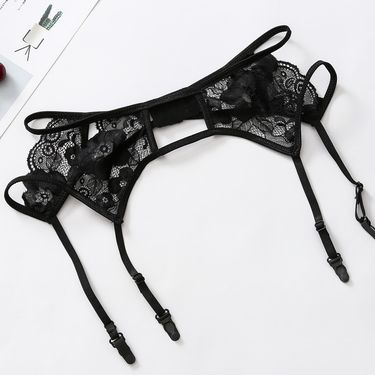 2025d Fashionable And Tempting Belt Transparent Lace Jacquard Clip Garter Product_voghion.com