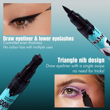 QIANXIU Intense Black Dual-Ended Stamp Eyeliner Pen 2-in-1 Quick-Dry Waterproof Sweat-Proof Smudge-Resistant_voghion.com
