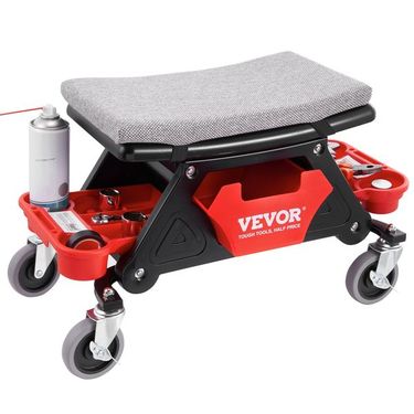 Mechanics Stool, 300 LBS Capacity Rolling Mechanic Seat With 4' Wheels, With Three Slide Out Tool Trays And Drawer, Heavy Duty Roller Creeper Seat_voghion.com