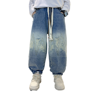 Fall Big Boys Denim Pants Boys Kids Baggy Jeans Kids Pants Ripped_voghion.com