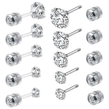 2mm-8mm 1 Pair Red Ruby Color Sparkling Zircon Diamond Stud Earrings Elegant Minimalist Style Stainless Steel Plated Jewelry Daily Casual 2-6mm_voghion.com
