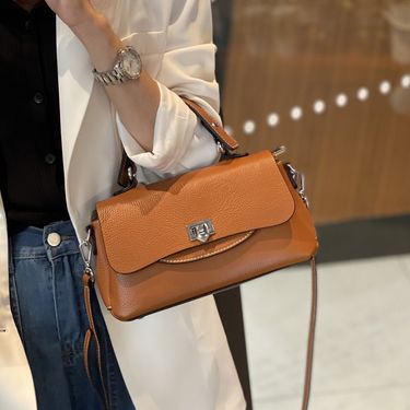 100% Genuine Leather Women Bags Lady New Satchel Square Shoulder Bag Solid High Qaulity Handbag Girls Fashion Casual_voghion.com