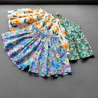 XUANMU Baby Girls Flower Culottes Summer Sweet Fashionable Children's Floral Wide-Leg Hot Pants Kids Girls Mini Shorts XB004_voghion.com