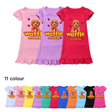 100-160 girls' ice silk short sleeved pajamas, home dresses, skirts 568_voghion.com