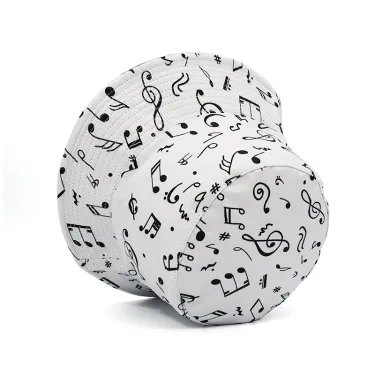 Hot Sale 2024 Fashion White Music Note Bucket Hats Sun Hip Hop Man Womens Fisherman Caps_voghion.com