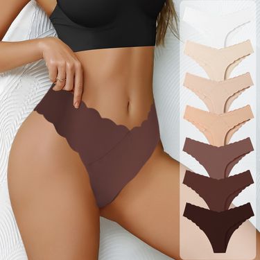 Underwear Sexy Wave Edge Quick Drying Ice Silk Underwear For Women Large Size Solid Color V Shaped Low Waist Cotton Crotch Underwear_voghion.com