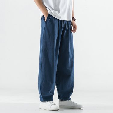 Men's Clothing style cotton and linen straight pants men's retro harem bloomers men's linen cool Ruyi pants_voghion.com