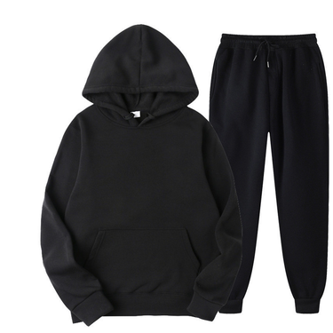 2025 New Solid Color Pullover Sports Suit Sweatshirt Set Fashion Fleece Men's Hoodie_voghion.com