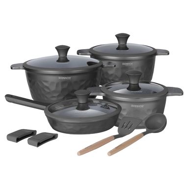 DONNOR Keukenkookset 12-delige Potten En Pannenset Niet-giftige Gezonde Potten En Pannenset Non-stick Steepannen Stoomset_voghion.com