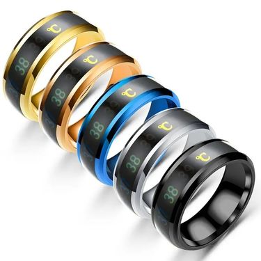 Rings Stainless Steel Temperature Ring Body Temperature Intelligent Temperature Changing Titanium Steel Couple Ring_voghion.com
