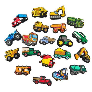 Cartoon Cute Engineering Car Series Shoes Flower Shoe Buckle Soft Rubber Shoes Accessories Toy Gift For Children_voghion.com