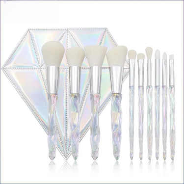 10pcs Diamond Professional Makeup Brushes Set Cosmetic Powder Eye Shadow Foundation Blush Blending Concealer Beauty Make Up Tool Brushes_voghion.com