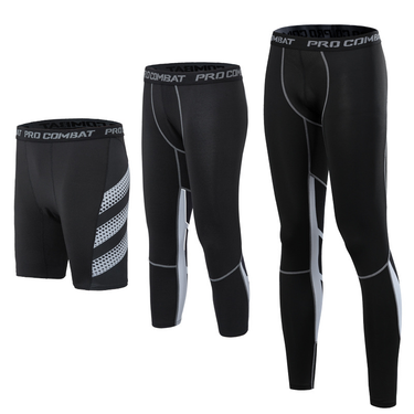 Men's sports leggings Long breathable quick drying five-point shorts Outdoor basketball running fitness seven-point leggings compression pants_voghion.com