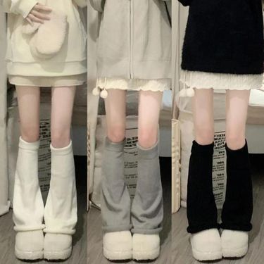 Knitted flared socks women's pile socks Harajuku style y2g hot girl wide leg autumn and winter mid-calf all-match leg cover thickened women_voghion.com