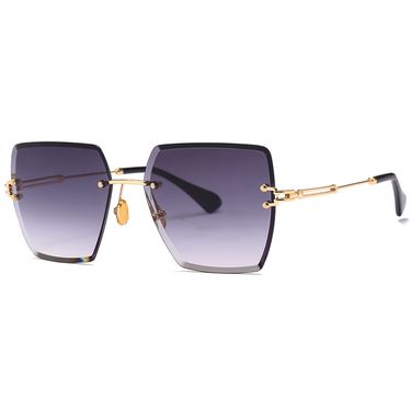 New Arrivals Kachawoo womens rimless sunglasses ladies metal gradient lens brown black square sun glasses female accessories summer_voghion.com
