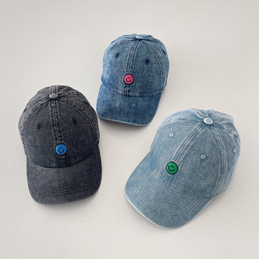 Kids Denim Cotton Baseball Cap For Girls Boys Cute Embroidery Smile Embroidery Baby Hat Children Spring Summer Sun Hats_voghion.com