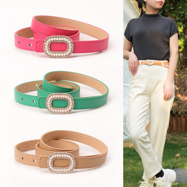 new fashion sweet girl belt women's light luxury high-end versatile women's belt pearl buckle decorative jeans belt_voghion.com