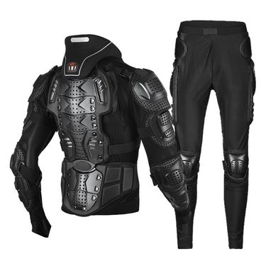 Motorcycle Armor Protection Set - CE Certified Full-Body Safety Gear With Knee/Elbow/Chest/Neck Guards For Men & Women (Black/Red, S-4XL)_voghion.com