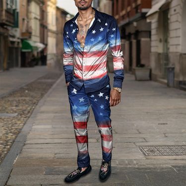 2025 Spring/Summer Men's Shirt Set Brand Printed Fashion Simple Long Sleeve Suit Modern Fashion Appearance_voghion.com