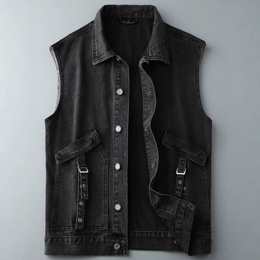 Men's Clothing Fashion Brand Workwear Denim Vest For Men And Women Retro Handsome Loose Large Size Vest_voghion.com