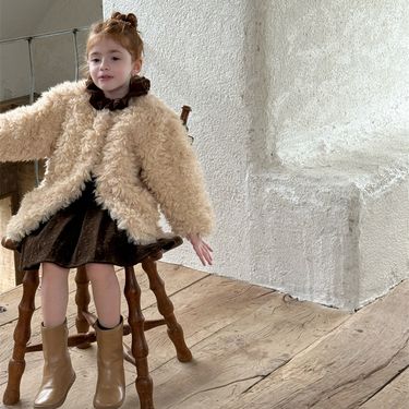 Orange Joy 25 Winter Fashionable Stylish Girls Quilted Wool Fur Coat_voghion.com