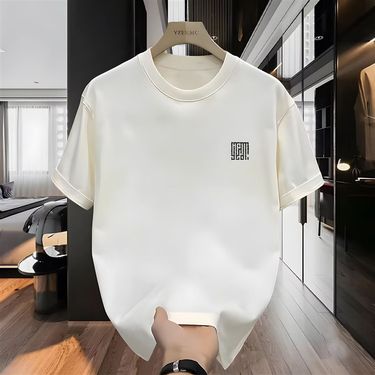 Letter Short Sleeved T-shirt For Men's Summer Wear, Heavyweight Loose Fitting Youth Round Neck Clothing, Trendy Brand New Trend_voghion.com
