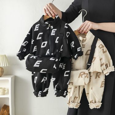 Wuxiaoqi Children's Clothing 2025 Spring Autumn New Style 0-4 Years Old Boys And Girls Letter Jacquard Backpack Zipper_voghion.com