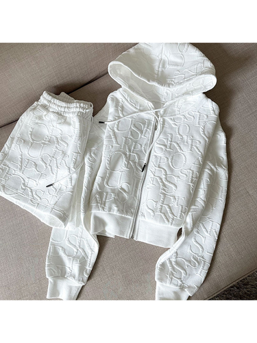 Hanorac pantaloni scurți costum pentru femei high-end, lux, temperament, stil zeiță, modă casual, set din două piese_voghion.com