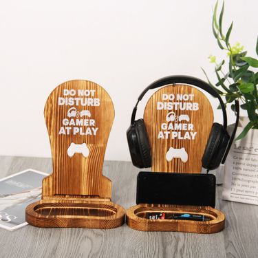 Desktop wooden stand, simple game multifunctional wireless headset display, headphone stand_voghion.com