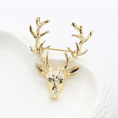 creative elk brooch Golden antler Christmas gift pin accessories deer Christmas gift_voghion.com