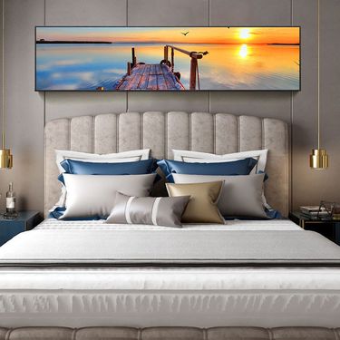 Hotel Natural Scenery Seaside Nostalgic Pier Bedside Nordic Decorative Bedroom Living Room Hanging Painting_voghion.com