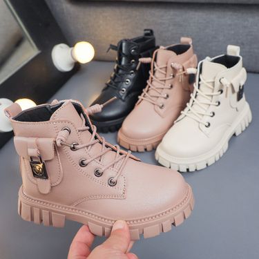Kid's Clothing Girls fashion short boots new winter boys all match Martin boots children's simple schoolbags two cotton boots_voghion.com