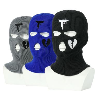 Warm Ear Protection Knitted Ski Hat Three Hole Balaclava Outdoor Cycling Head Cover_voghion.com