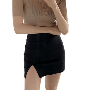 hot selling Women's Dress Fashion Solid Korean Version High Waist Sexy Slim Split Skirts_voghion.com